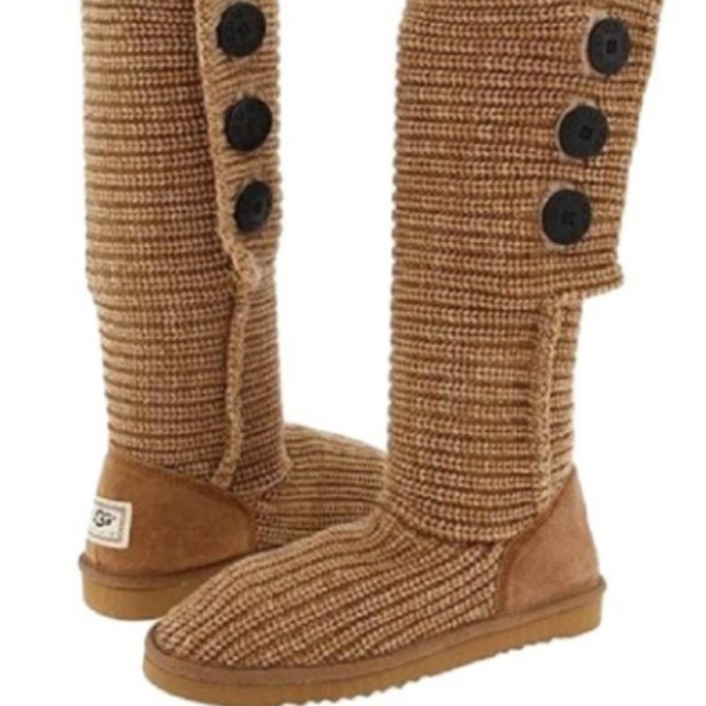UGG Classic Cardy Knit Convertible Boots Brown